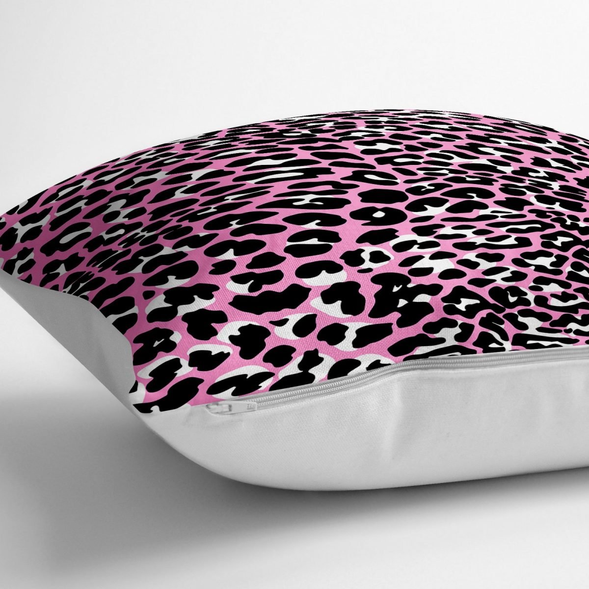 Pembe Renkli Leopar Desenli Modern Yer Minderi - 70 x 70 cm Realhomes