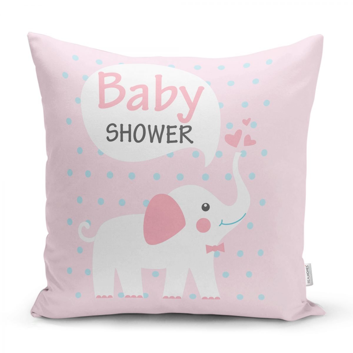 Baby Shower Fil Desenli Dijital Baskılı Bebek Odası Yastık Kılıfı Realhomes