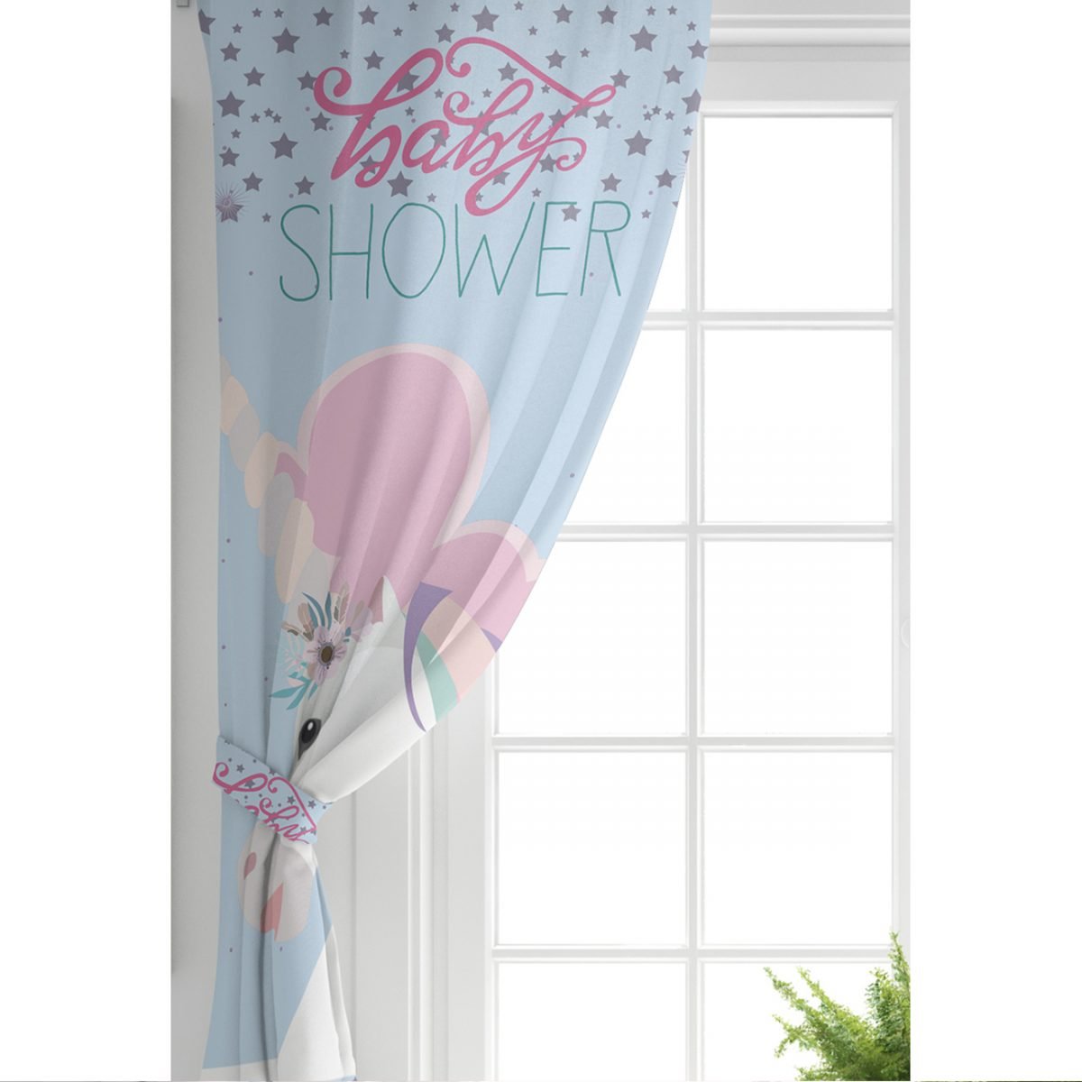 Baby Shower Unicorn At Tasarımlı  Çocuk Odası Fon Perde Realhomes