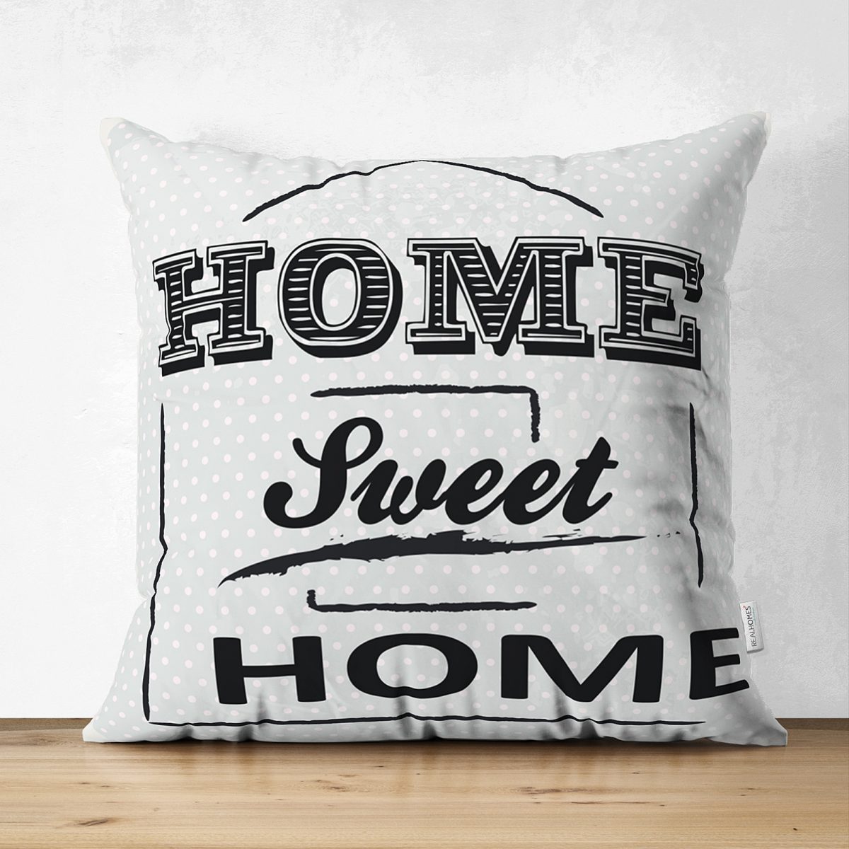 Home Sweet Home Dijital Baskılı Dekoratif Çift Taraflı Süet Yastık Kırlent Kılıfı Realhomes