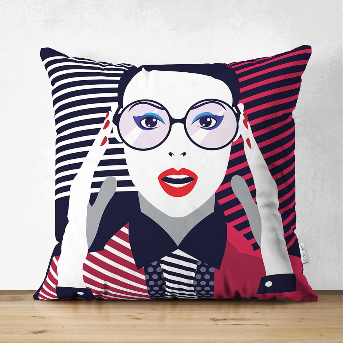 Çift Taraflı Pop Art Mujer Elegante Tasarımlı Dijital Baskılı Süet Yastık Kırlent Kılıfı Realhomes