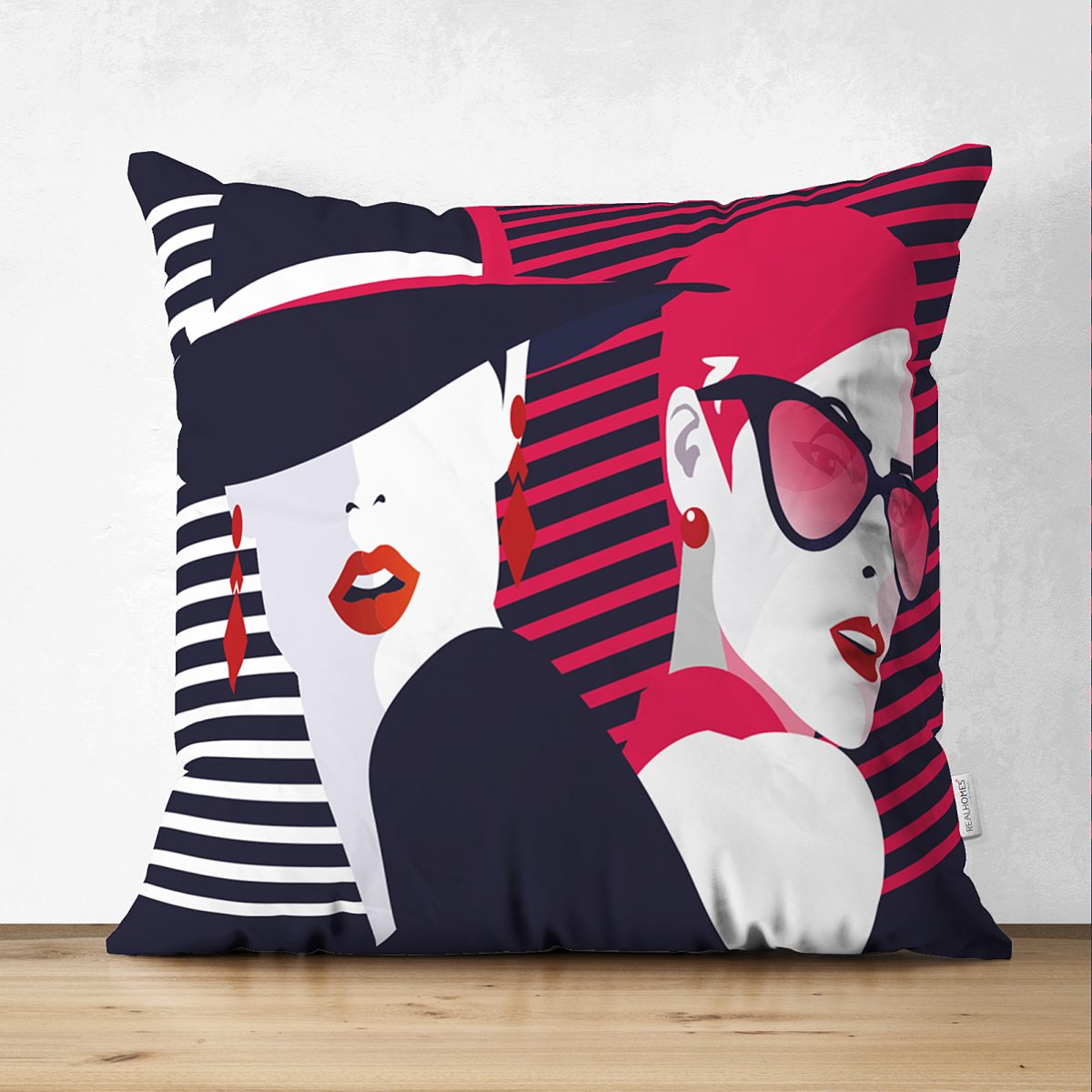 Çift Taraflı Fashion Womens Popart Modern Tasarımlı Süet Yastık Kırlent Kılıfı Realhomes