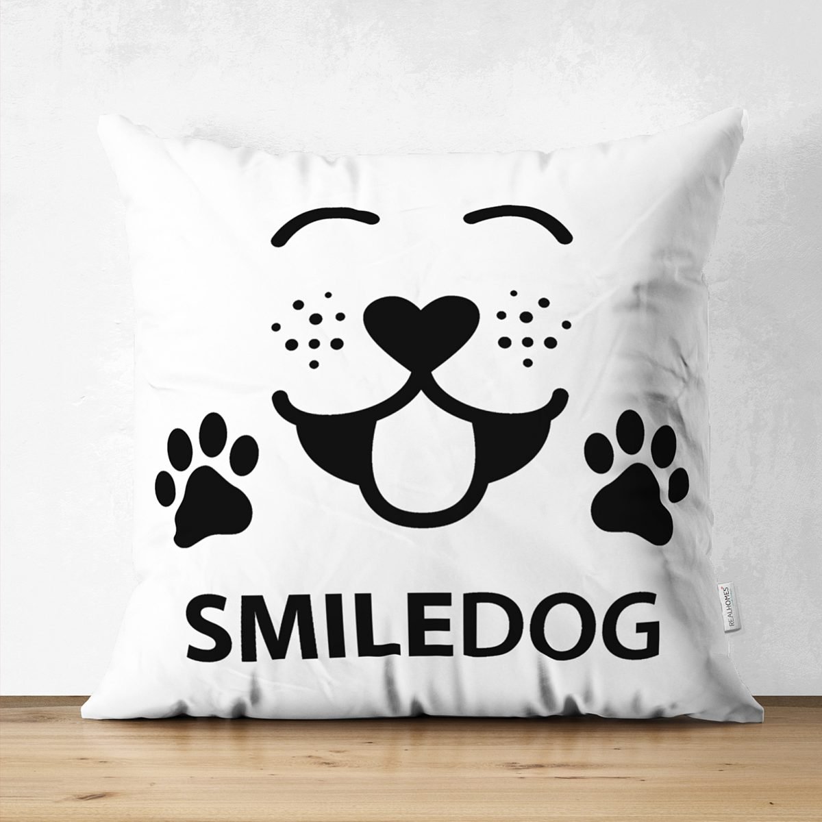 SmileDog Motifli Dijital Baskılı Modern Çift Taraflı Süet Yastık Kırlent Kılıfı Realhomes