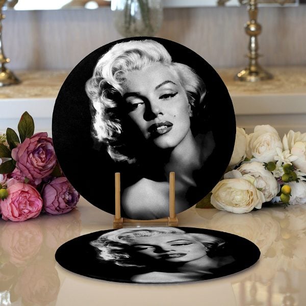 Realhomes Marilyn Monroe Resimli Dijital Baskılı Modern 2'li Yuvarlak Servis Altlığı - Supla Realhomes