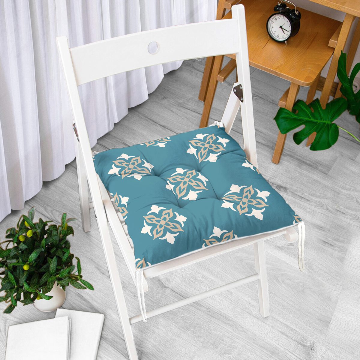 Damask Desen Motifli Modern Pofuduk Sandalye Minderi Realhomes