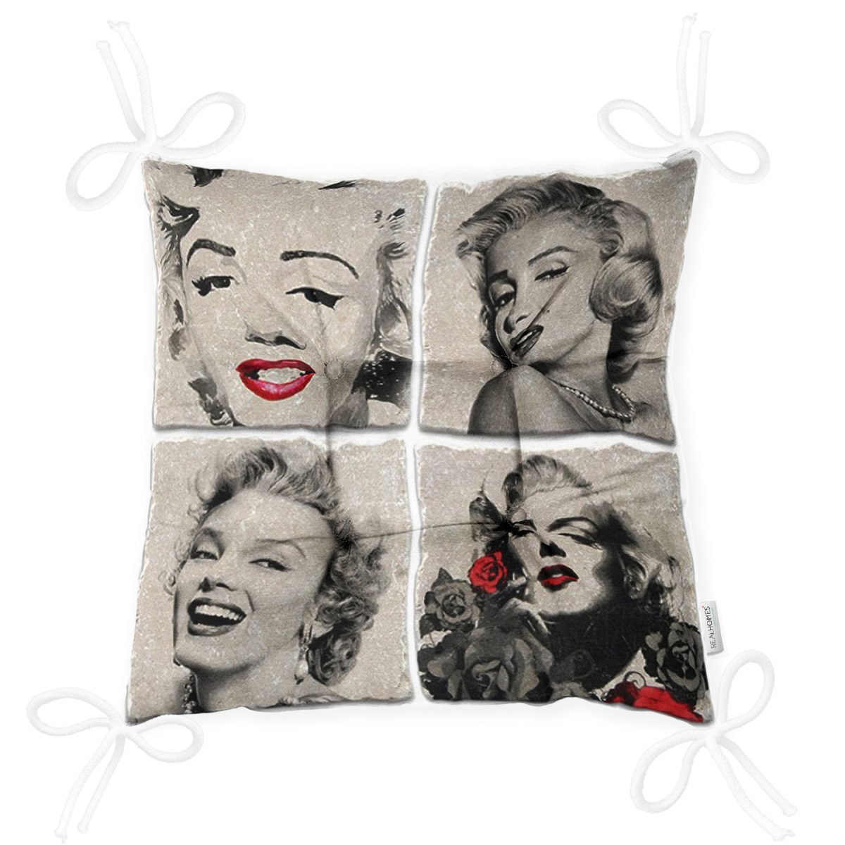 Marilyn Monroe Desenli Dijital Baskılı Modern Pofuduk Sandalye Minderi Realhomes