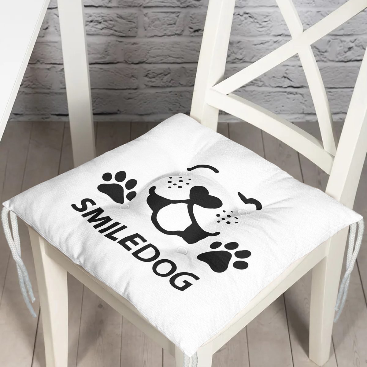 SmileDog Motifli Dijital Baskılı Modern Pofuduk Sandalye Minderi Realhomes