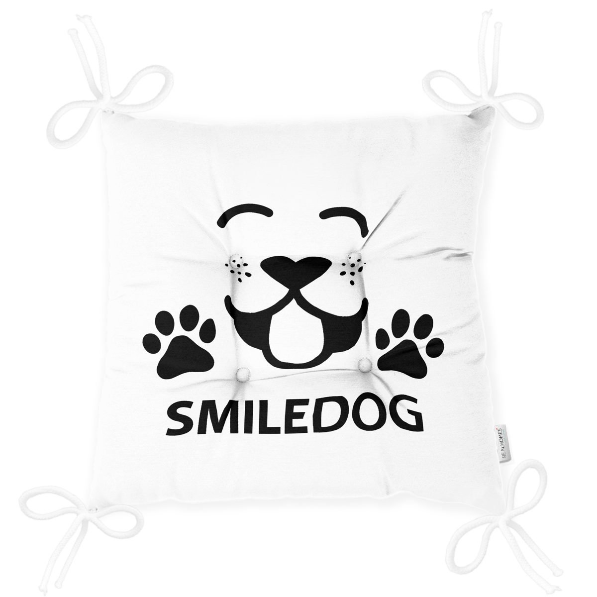 SmileDog Motifli Dijital Baskılı Modern Pofuduk Sandalye Minderi Realhomes