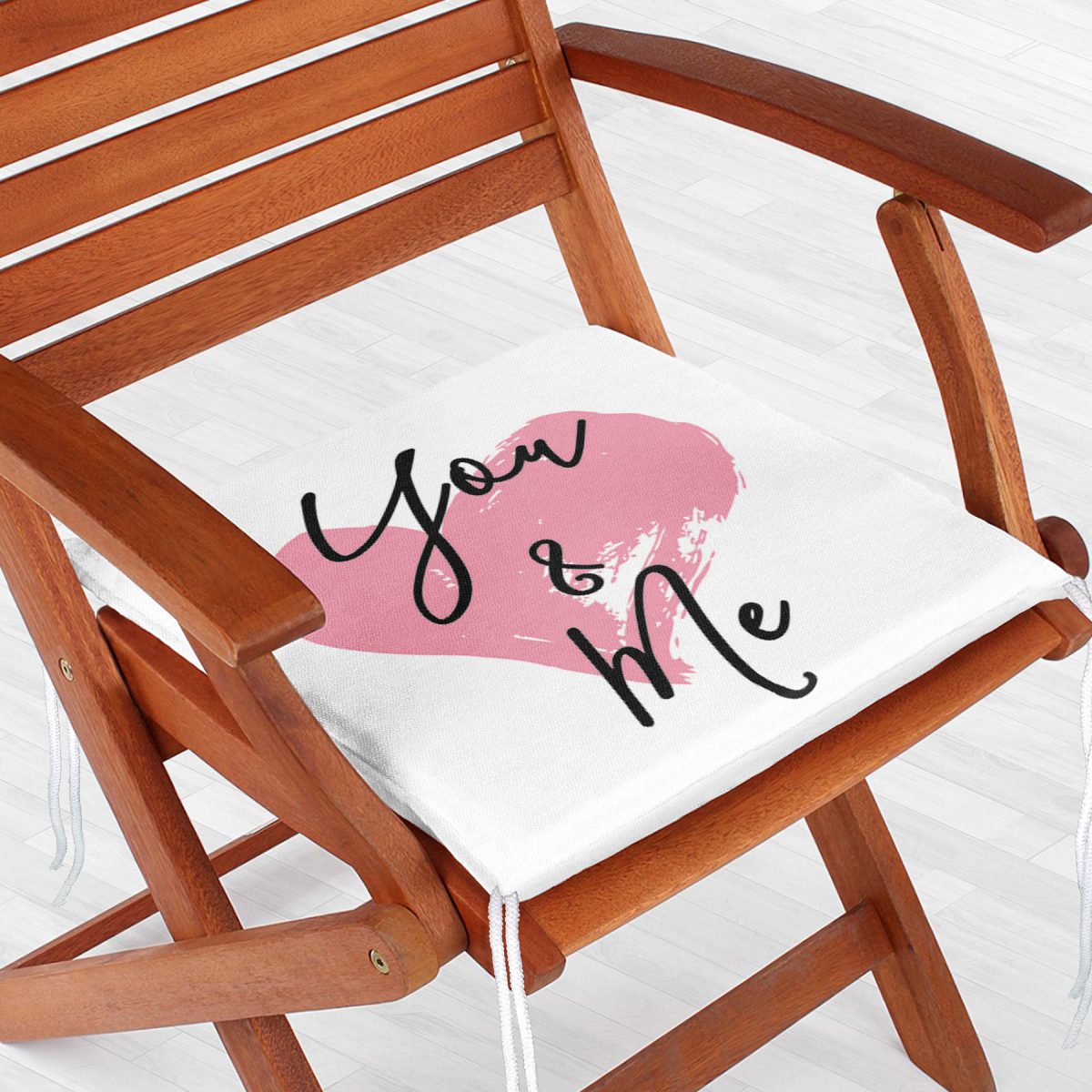 You & Me Kalp Yazılı Dijital Baskılı Fermuarlı Sandalye Minderi Realhomes