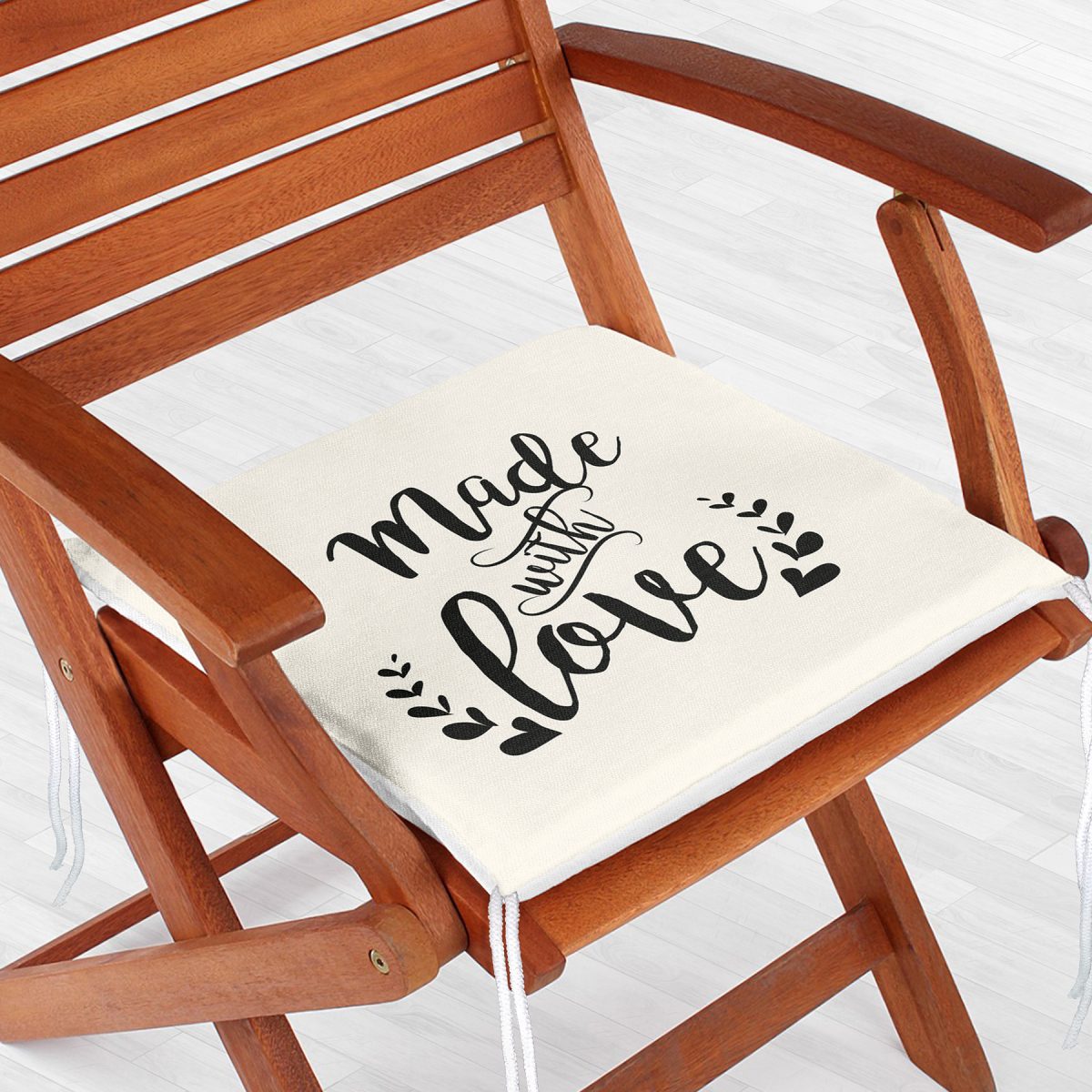 Made With Love Yazılı Dijital Baskılı Modern Fermuarlı Sandalye Minderi Realhomes