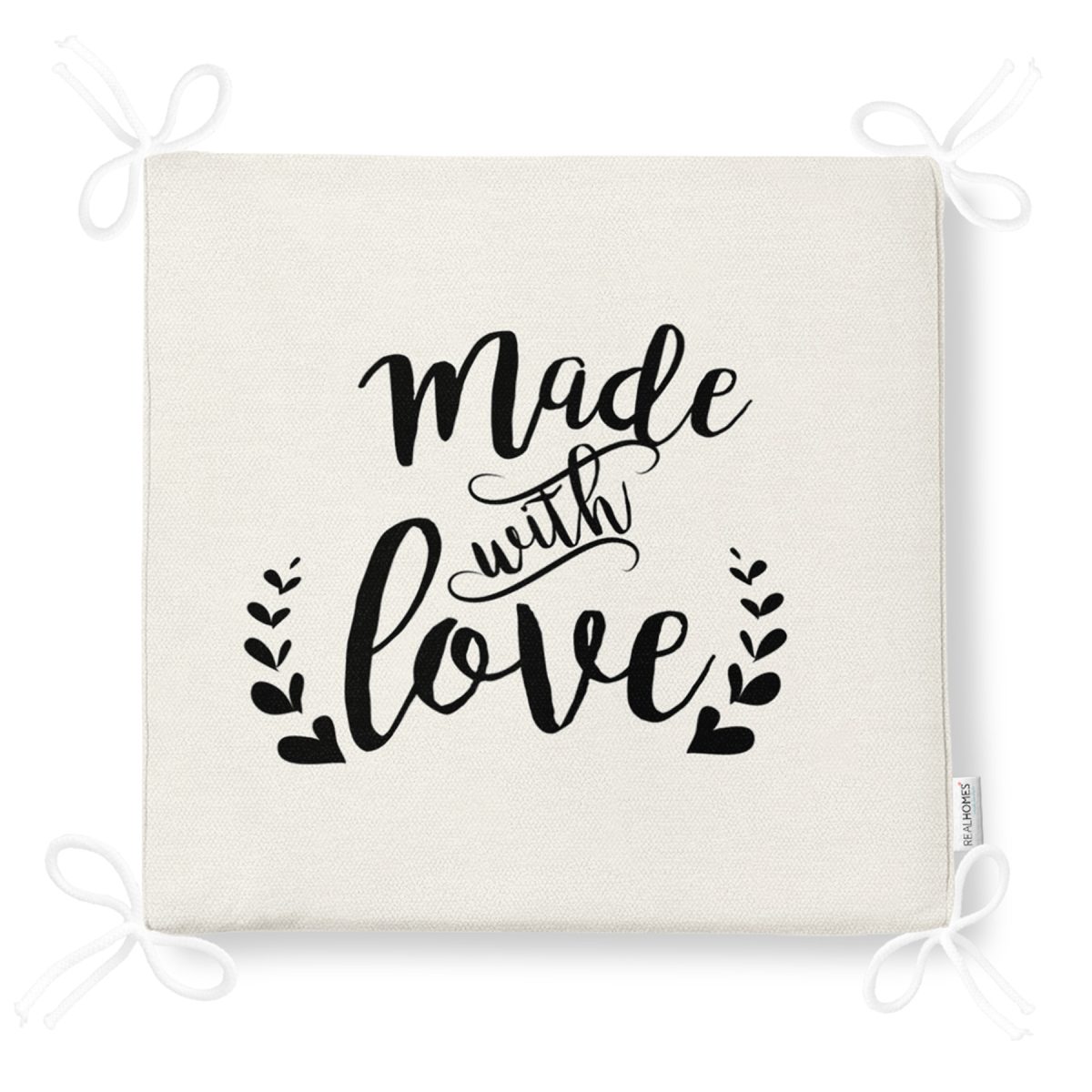 Made With Love Yazı Desenli Modern Fermuarlı Sandalye Minderi Realhomes