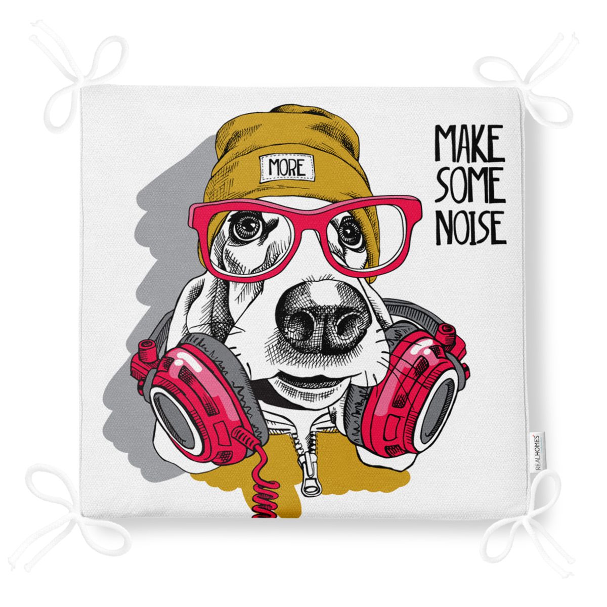 Make Some Noise Köpek Dijital Baskılı Modern Fermuarlı Sandalye Minderi Realhomes