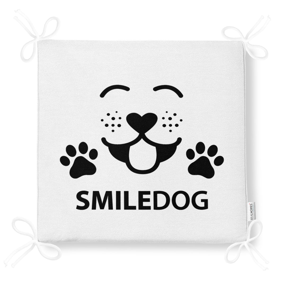 SmileDog Motifli Dijital Baskılı Modern Fermuarlı Sandalye Minderi Realhomes