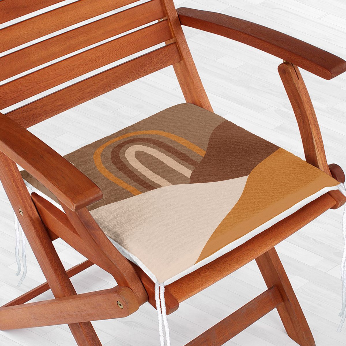 Renkli Zeminde Onedraw Çizimli Oval Desenli Dijital Baskılı Modern Fermuarlı Sandalye Minderi Realhomes