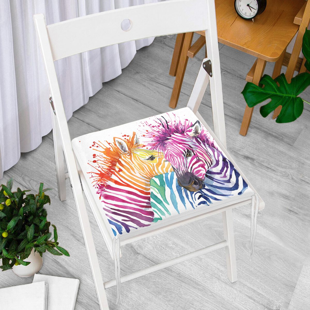 Zebra Desen Dekorati Kare Sandalye Minderi 40x40cm ermuarlı Realhomes