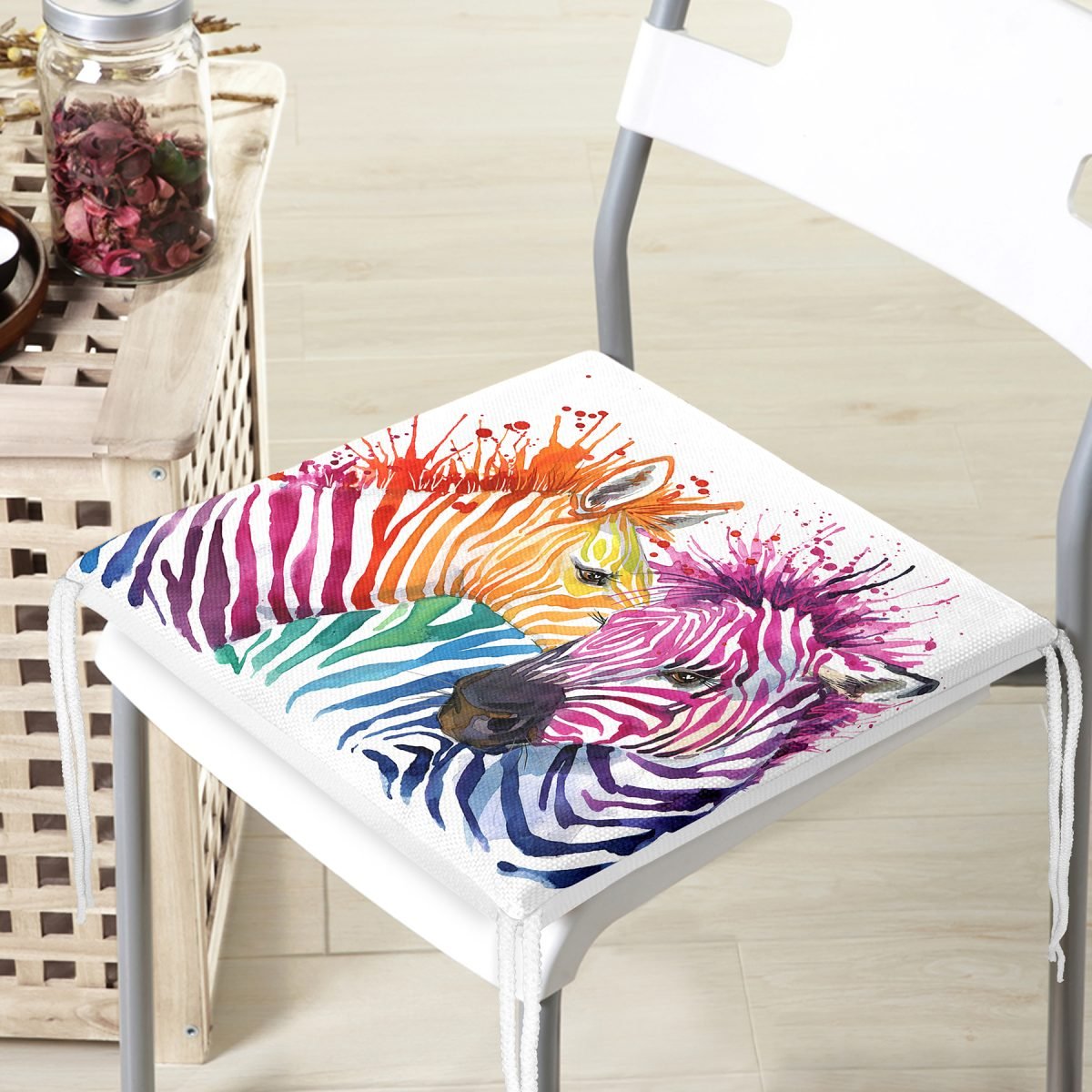 Zebra Desen Dekorati Kare Sandalye Minderi 40x40cm ermuarlı Realhomes