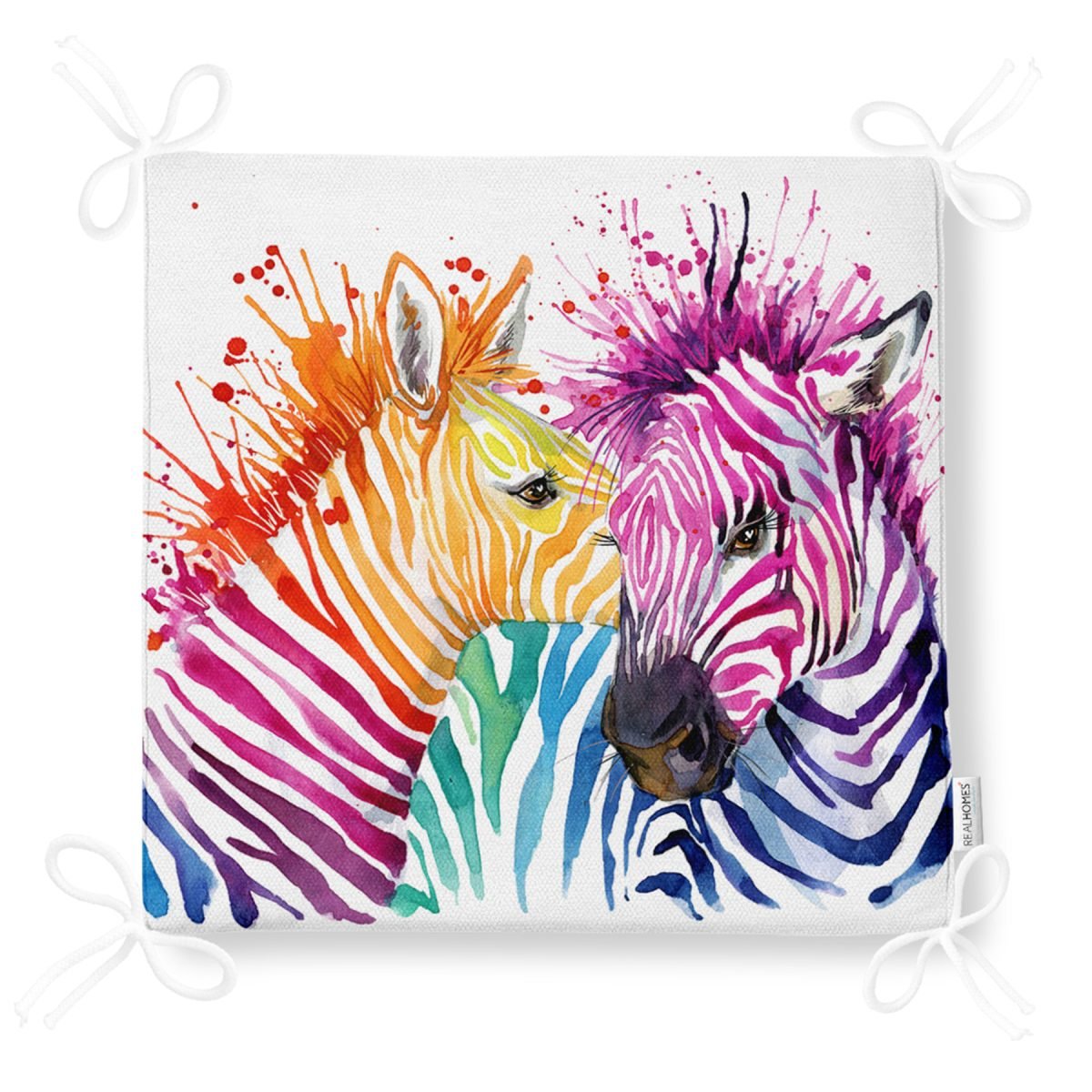 Zebra Desen Dekorati Kare Sandalye Minderi 40x40cm ermuarlı Realhomes