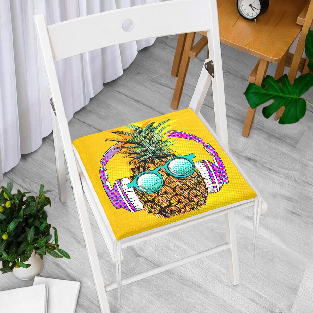 Summer Ananas Tasarımlı Dekoratif Fermuarlı Sandalye Minderi Realhomes