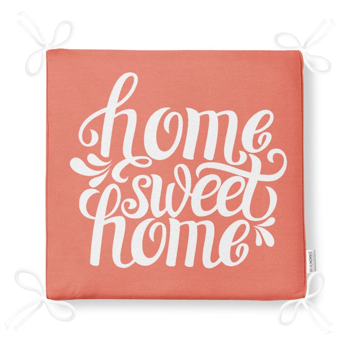 Home Sweet Home Dekorati Kare Sandalye Minderi 40x40cm Fermuarlı Realhomes