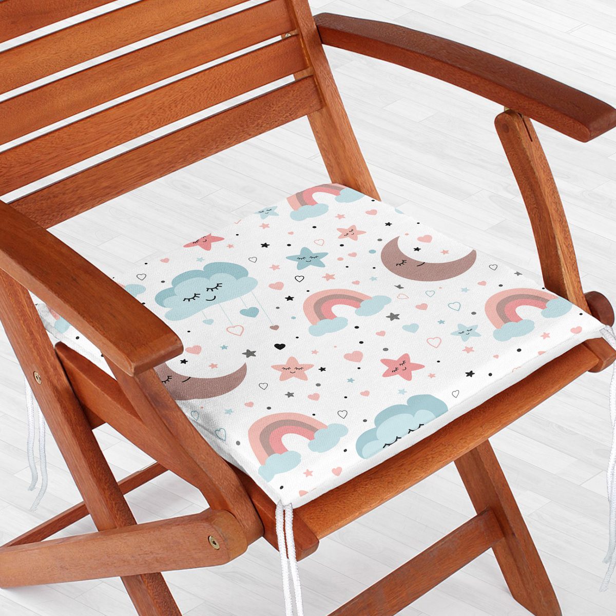 Uyku Odası Bulut Ve Ay Desenli Dijital Baskılı Özel Tasarım Modern Fermuarlı Sandalye Minderi Realhomes