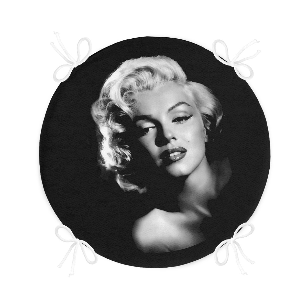 Marilyn Monroe Resimli Dijital Baskılı Yuvarlak Fermuarlı Sandalye Minderi Realhomes