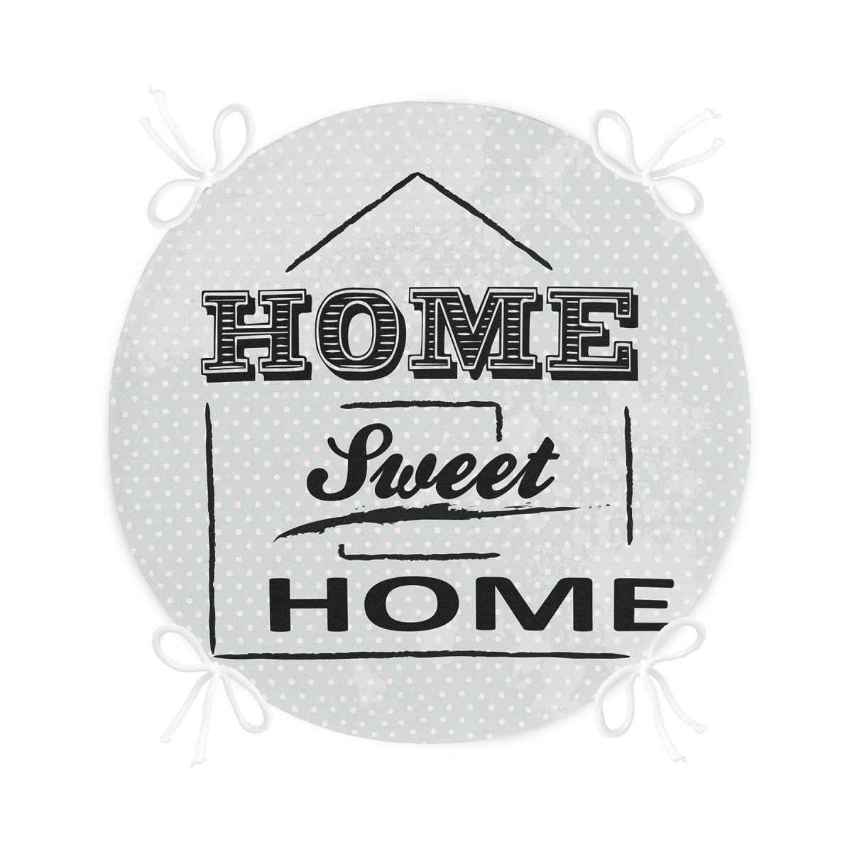 Home Sweet Home Dijital Baskılı Yuvarlak Fermuarlı Sandalye Minderi Realhomes