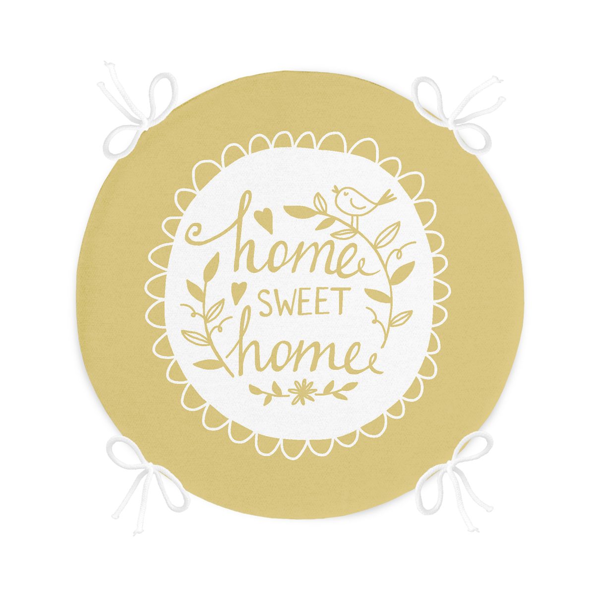 Home Sweet Home Dijital Baskılı Yuvarlak Fermuarlı Sandalye Minderi Realhomes