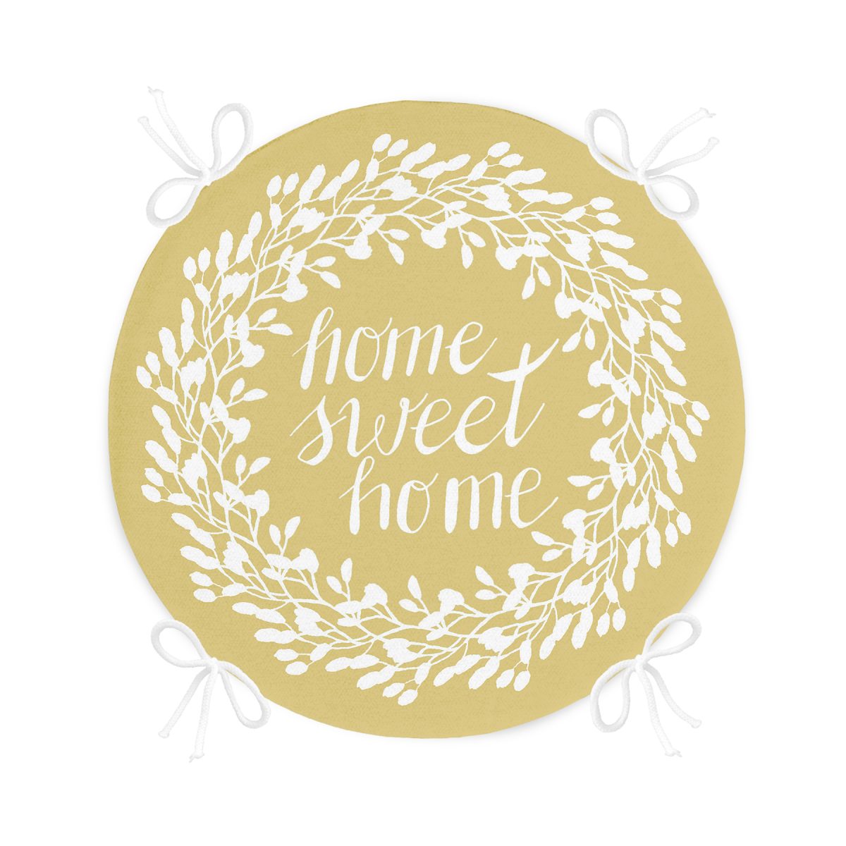 Home Sweet Home Desenli Dijital Baskılı Yuvarlak Fermuarlı Sandalye Minderi Realhomes