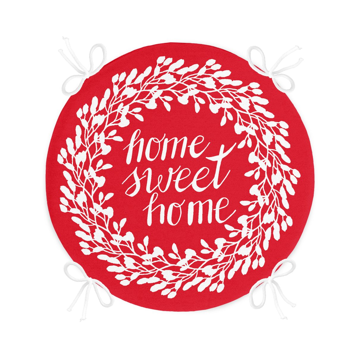 Home Sweet Home Dijital Baskılı Yuvarlak Fermuarlı Sandalye Minderi Realhomes