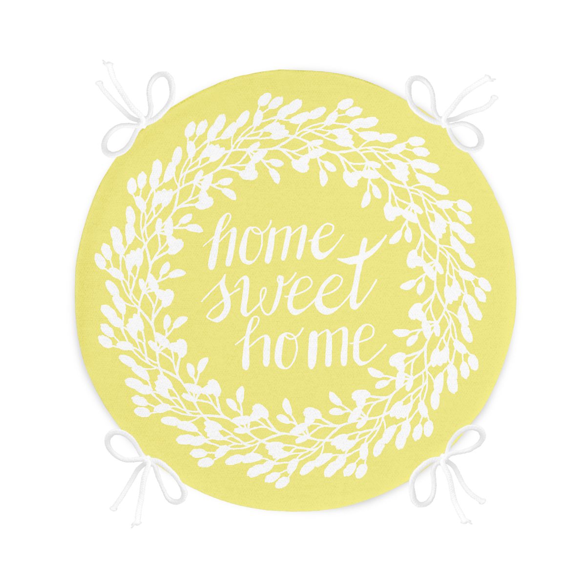 Home Sweet Home Dijital Baskılı Yuvarlak Fermuarlı Sandalye Minderi Realhomes