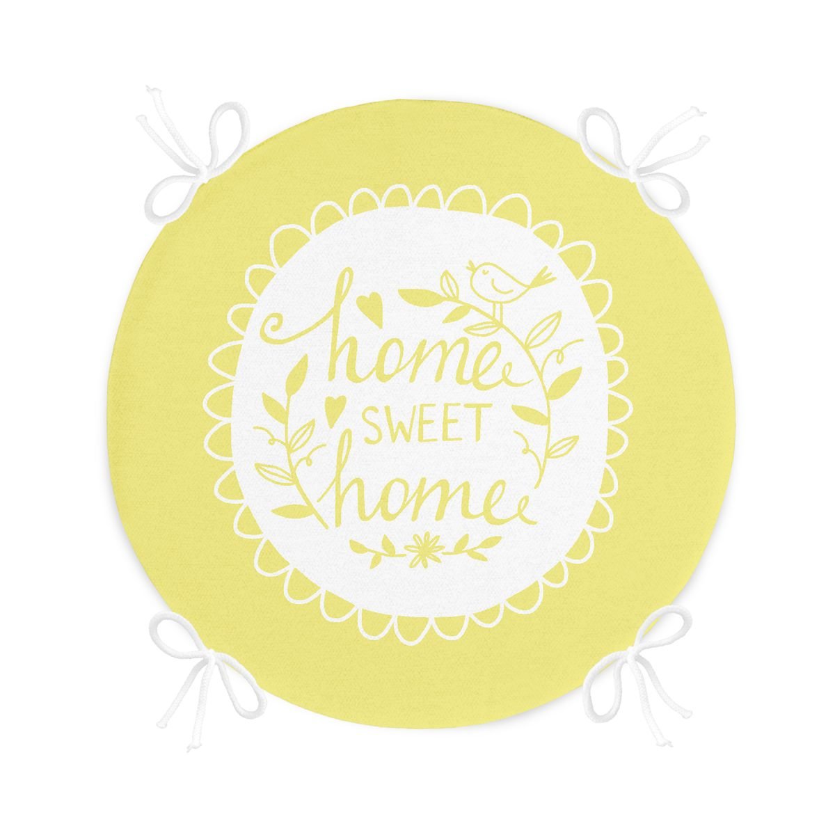 Home Sweet Home Dijital Baskılı Yuvarlak Fermuarlı Sandalye Minderi Realhomes