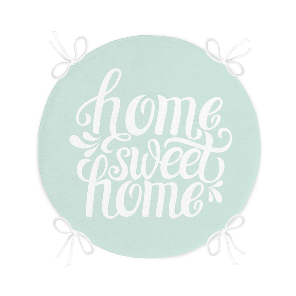 Home Sweet Home Dijital Baskılı Yuvarlak Fermuarlı Sandalye Minderi Realhomes