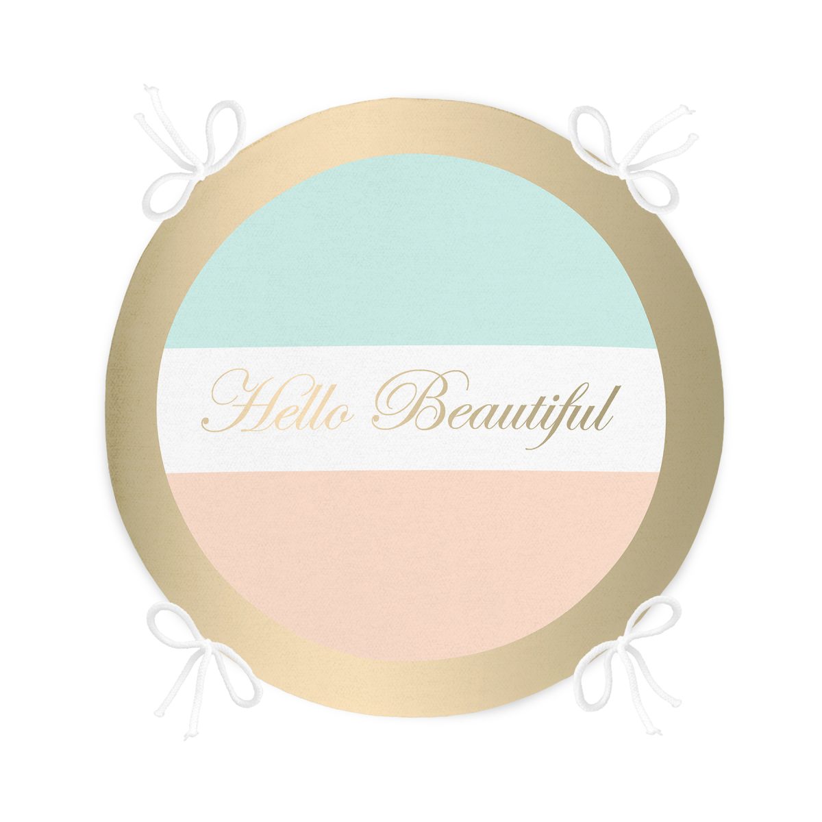 Hello Beautiful Mint Yeşili & Ten Rengi Dijital Baskılı Modern Yuvarlak Fermuarlı Sandalye Minderi Realhomes