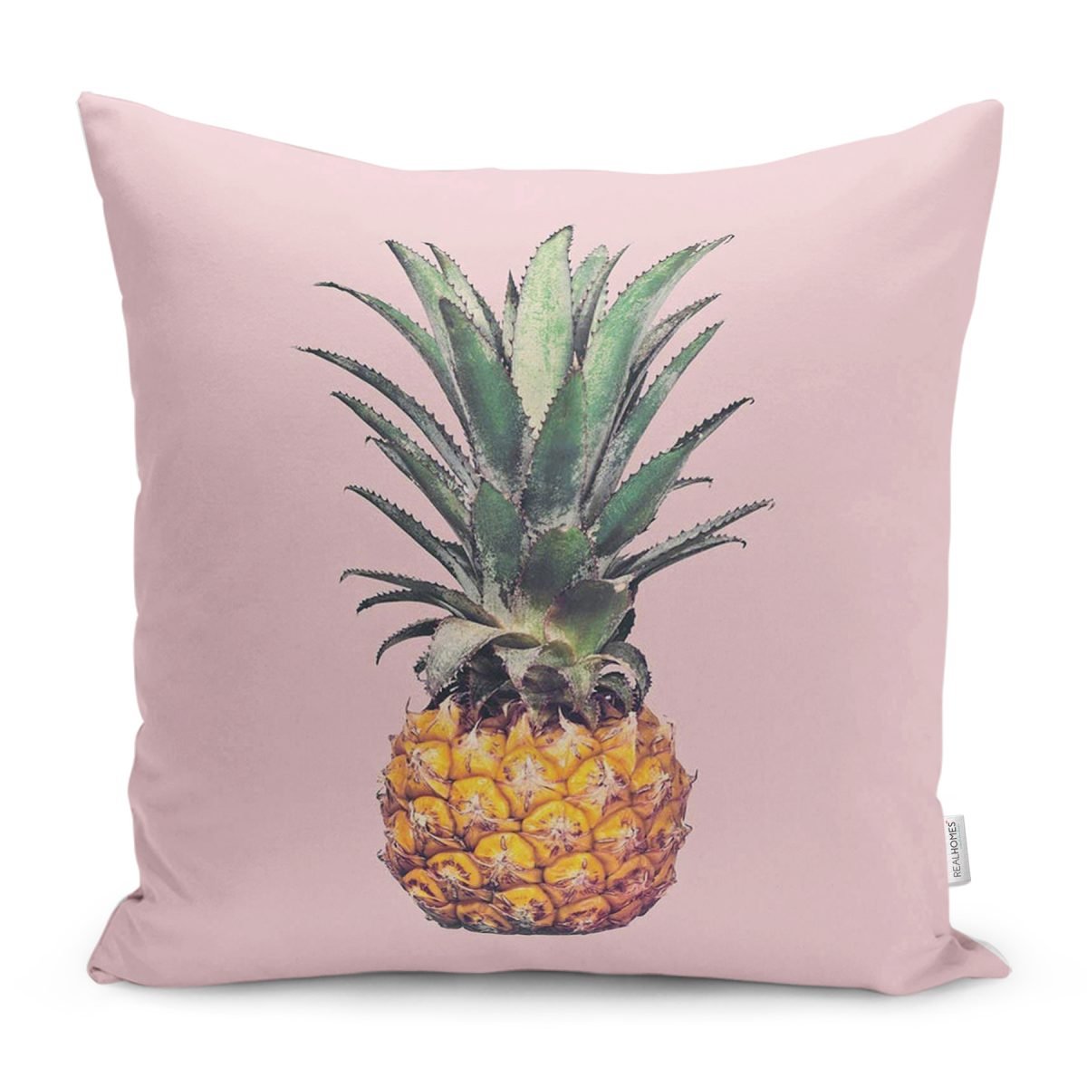 Pembe Zeminli Ananas Tasarımlı Modern Yastık Kırlent Kılıfı Realhomes