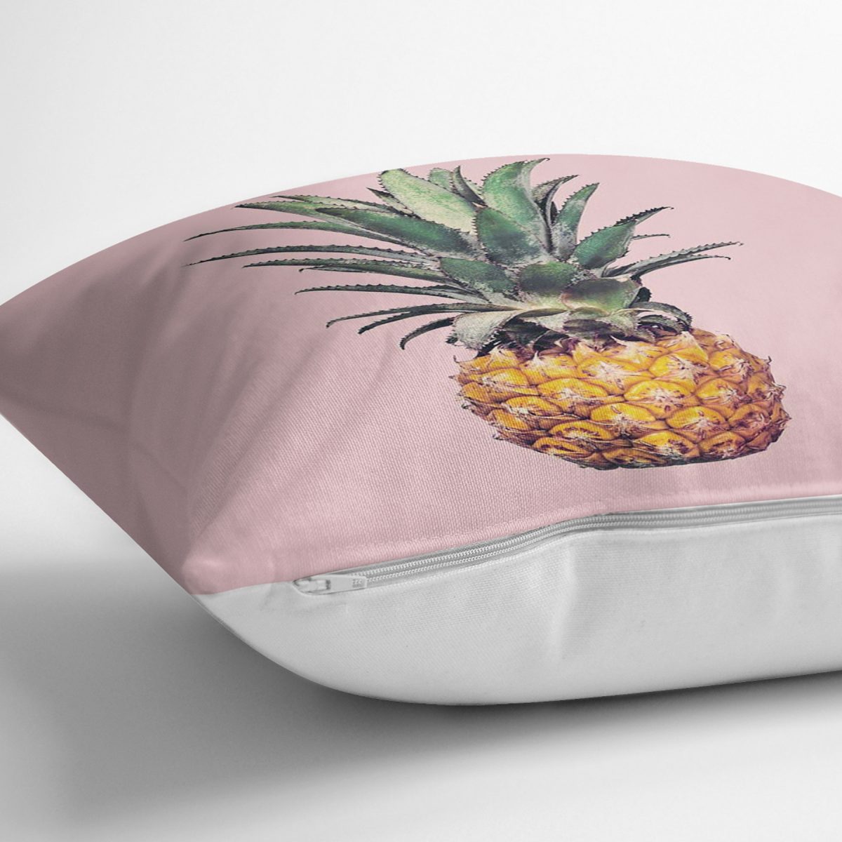 Pembe Zeminli Ananas Tasarımlı Modern Yastık Kırlent Kılıfı Realhomes