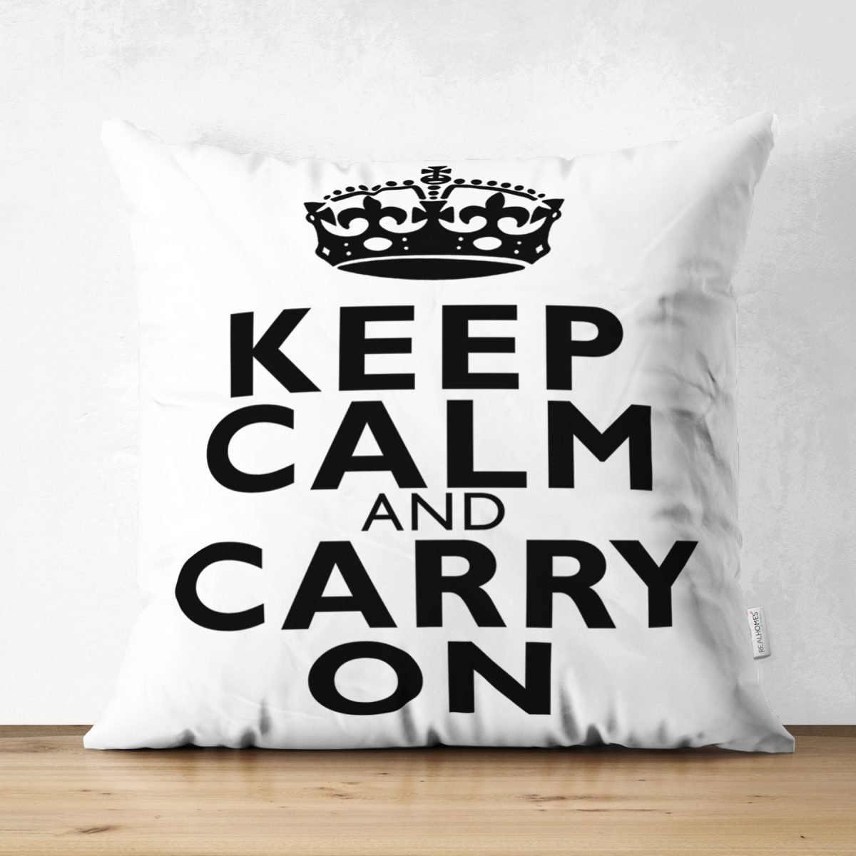 Keep Calm And Carry On Dekoratif Süet Yastık Kırlent Kılıfı Realhomes